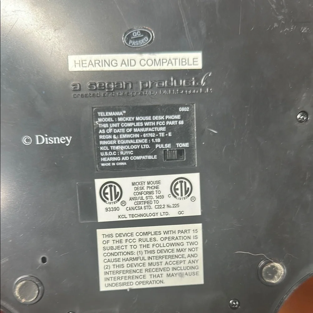 Disney Mickey Mouse Black and Red Vintage Phone